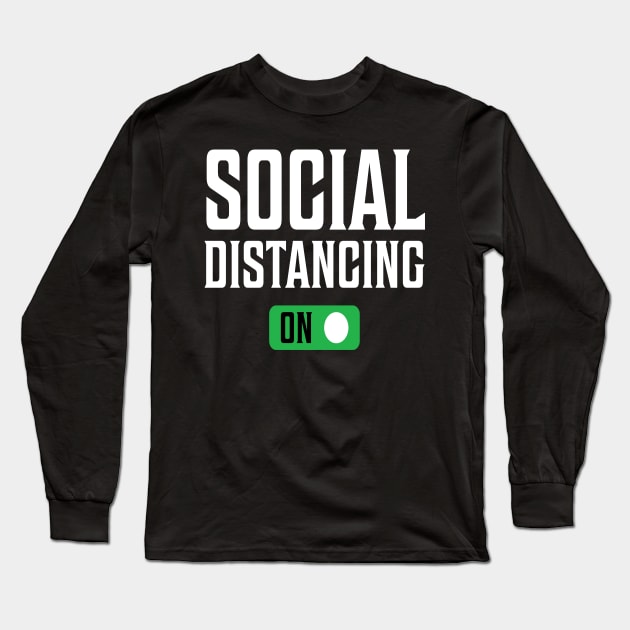 social distancing green button on funny tee Long Sleeve T-Shirt by Upswipe.de